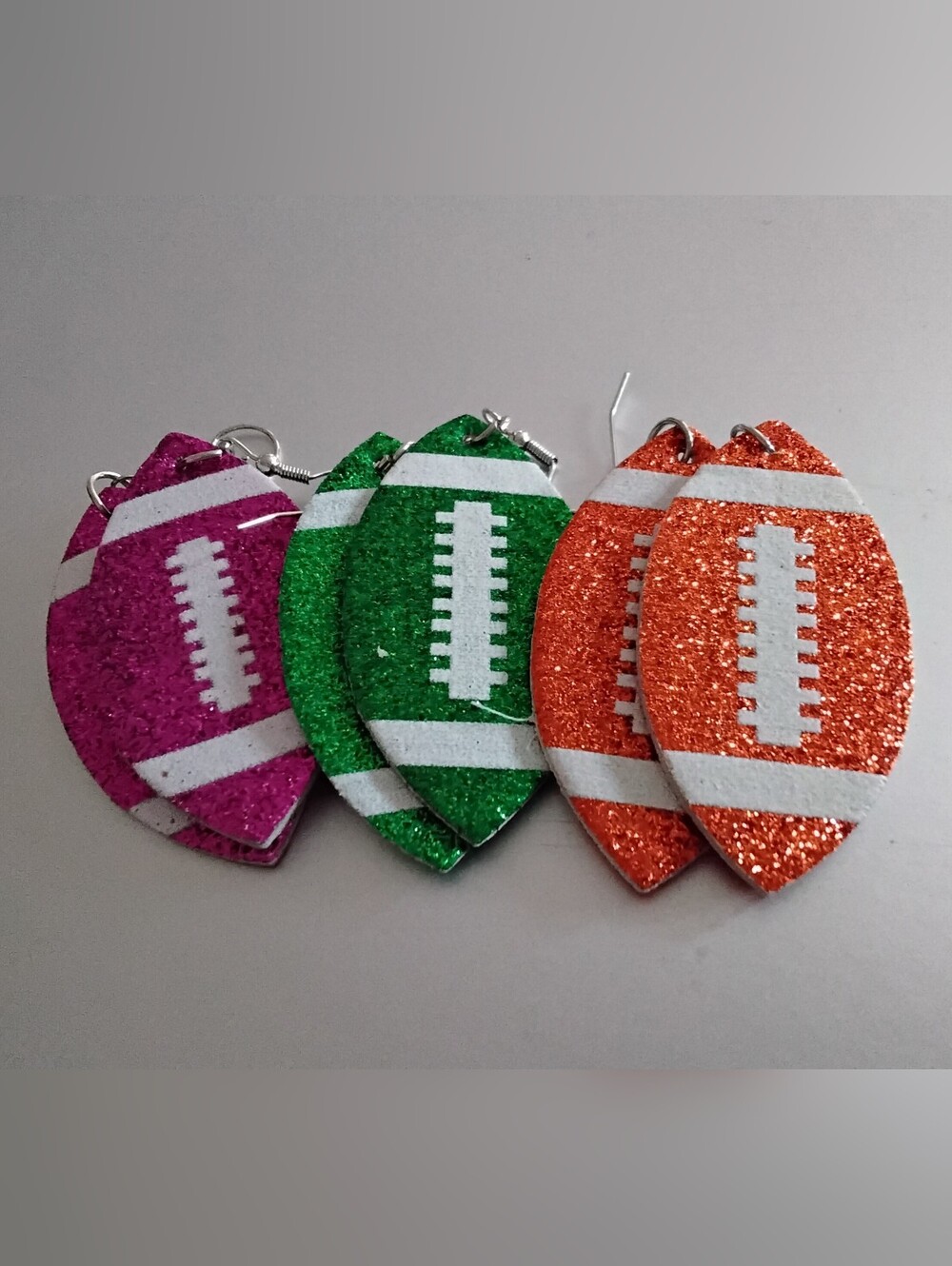 Football Earring Pink,Green,Or Orange Glitter $11 each